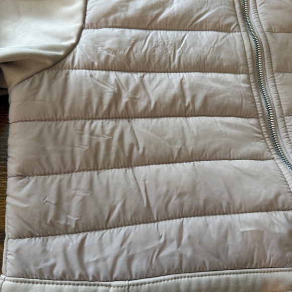 Avia Athletic Full Zip Quilt Top Jacket Size Small Beige Cinch Waist Activewear - Picture 11 of 12